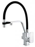 Смеситель для кухни с гибким изливом и подключением фильтра WONZON & WOGHAND, Хром (WW-88458013-CR)