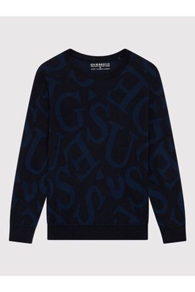 Пуловер GUESS Темно-синий/Принт: синие буквы (Мальчик)