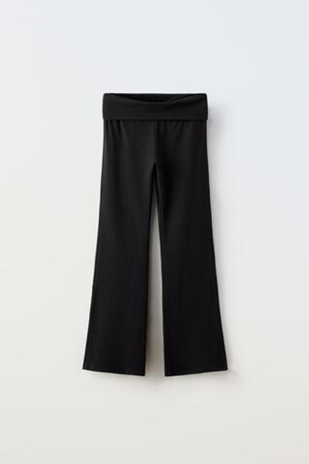 ZARA ЛЕГИНСЫ FLARED С ОТВОРОТОМ НА ПОЯСЕ, ЧЕРНЫЙ