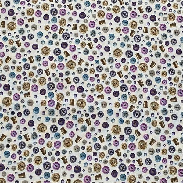 ПУГОВКИ, НАПЕРСТКИ НА БЕЛОМ,  хлопок Handmade Fabrics 3