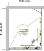 Душевой уголок Cezares Molveno 120x100 MOLVENO-AH-21-100+20-P-Cr стекло рифленое матовое/профиль хром