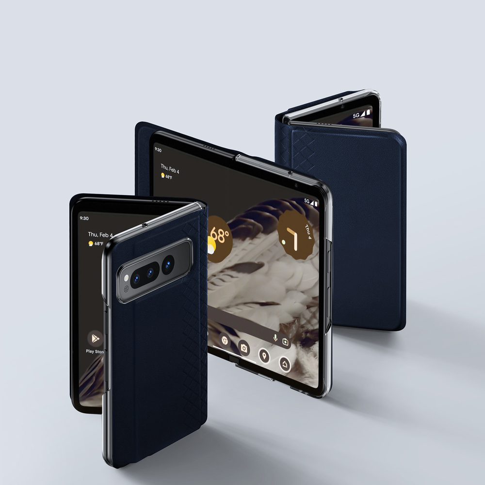 Чехол синего цвета с премиальной искусственной кожи от Dux Ducis для Google Pixel Fold, серия Bril Series Case