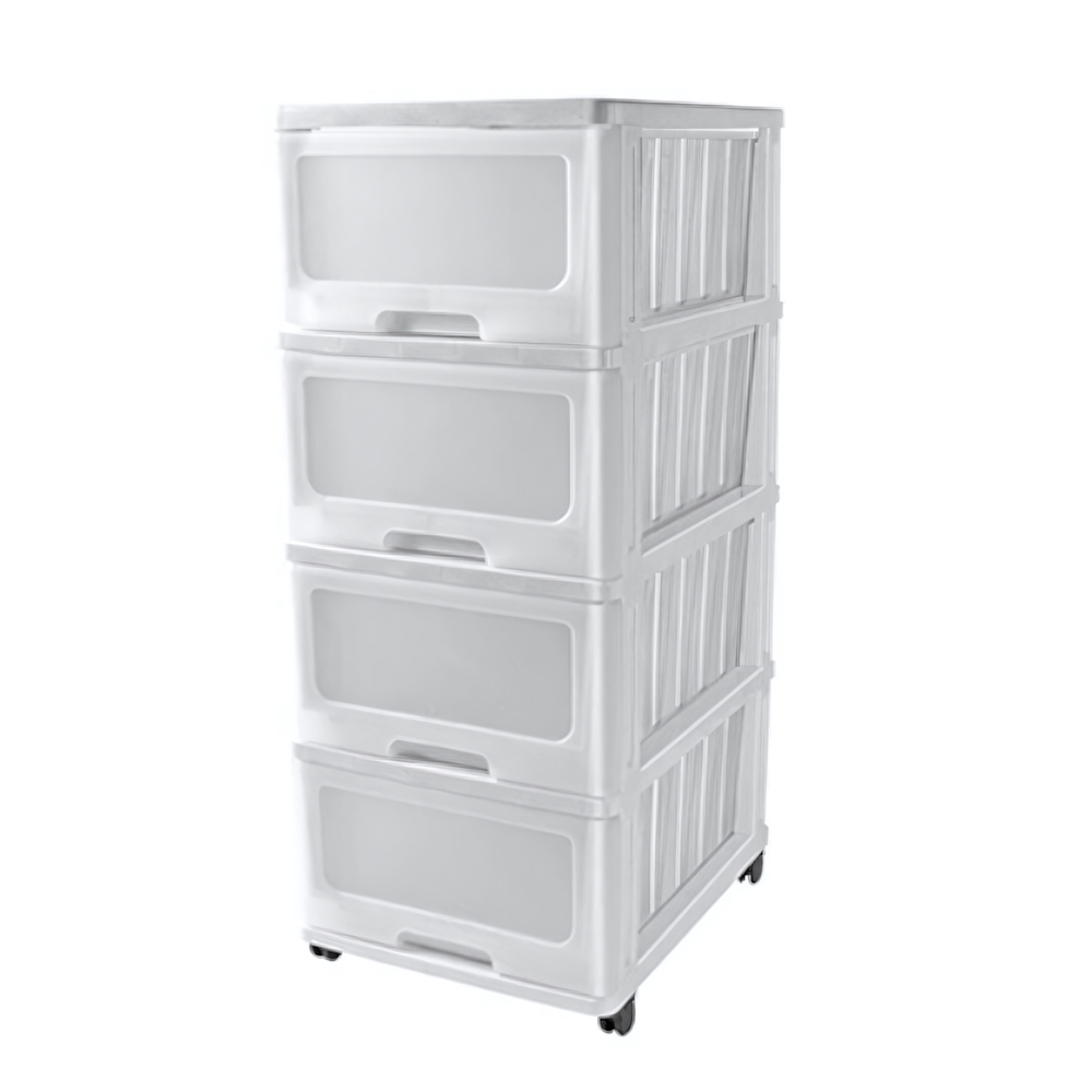 Комод 4 ящика "Клиер" 400*500*985 на колесиках, цвет белый