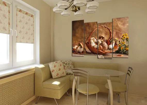 Модульная картина "Грибы в корзине"