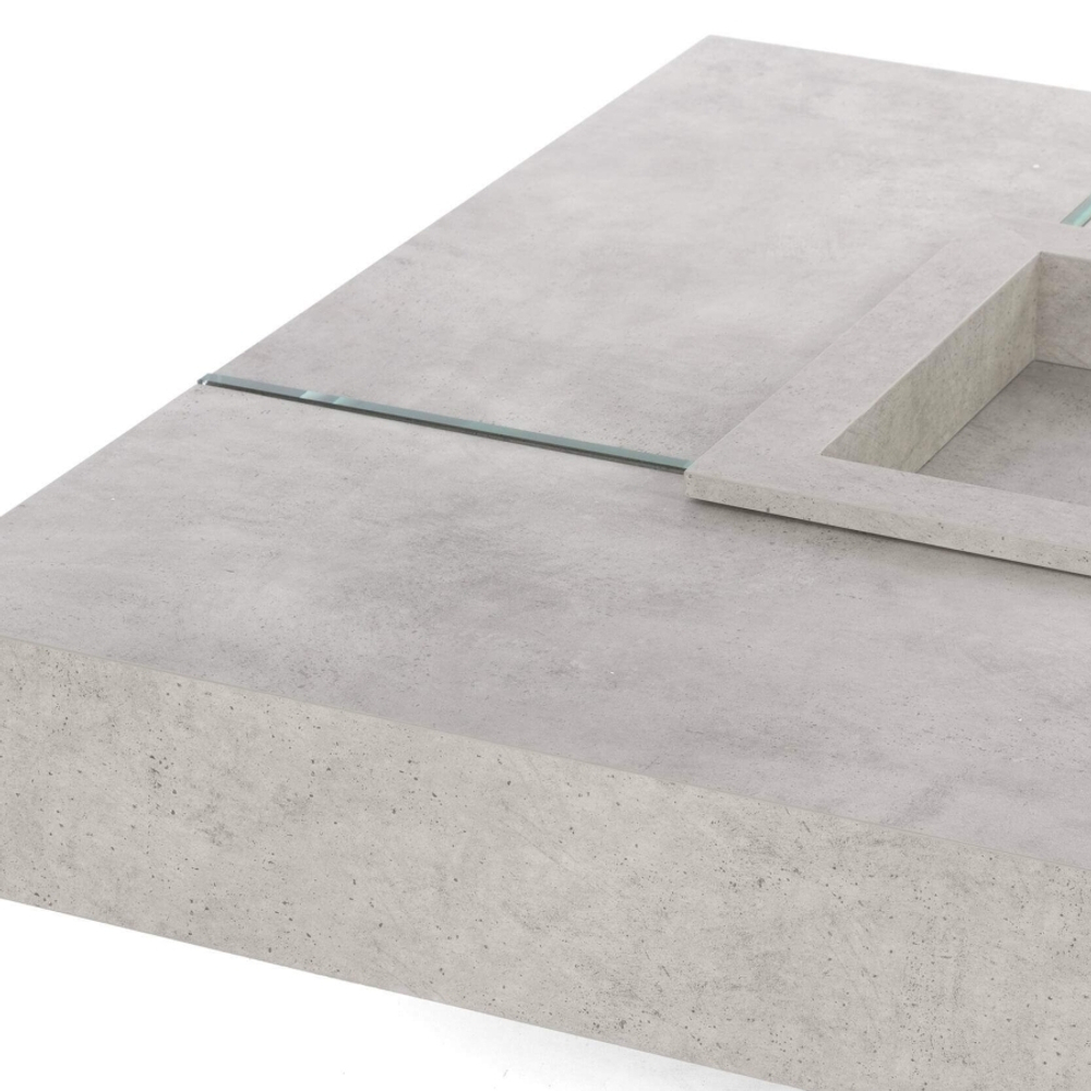 Кофейный столик Beton 119х119 фибробетон, стекло