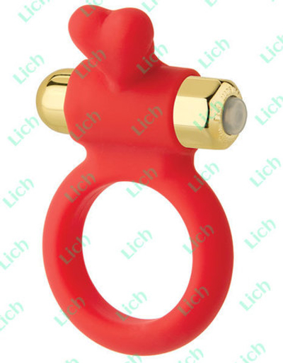 Красное эрекционное кольцо с вибростимулятором клитора Райское сердечко, 5.3 см