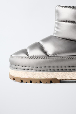 ZARA НЕЙЛОНОВЫЕ ЗИМНИЕ БОТИНКИ, СЕРЕБРЯНЫЙ