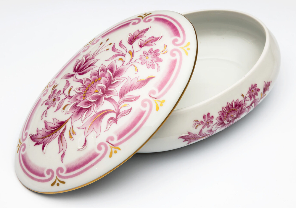 nan OVALE 2 A/021 ANEMONEШкатулка 15х9 Cre Art Белый / Розовый / Золотой