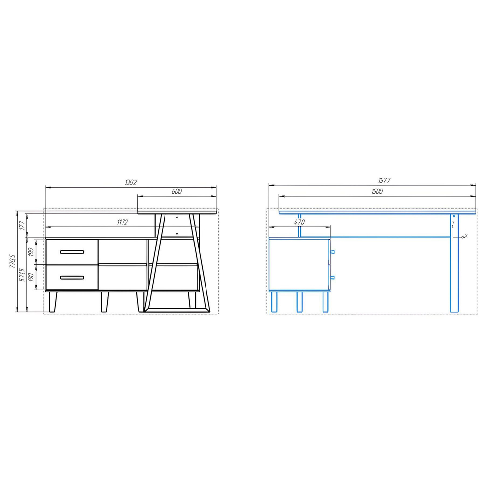 Стол письменный угловой Вест, 158х130х77 см