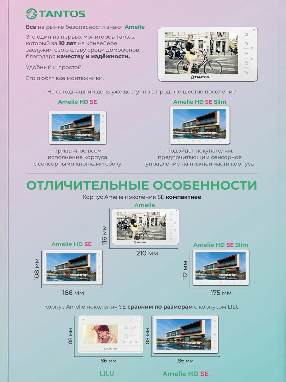 Монитор видеодомофона Amelie HD SE (White)