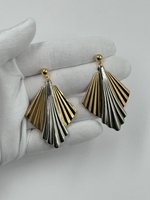 Серьги биколор с подвесками