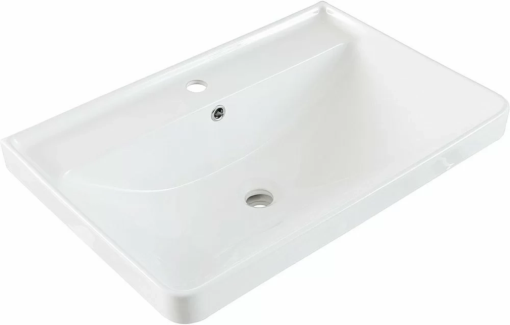 Тумба с раковиной Aquanet Вега 70 344122+301804 белая глянцевая