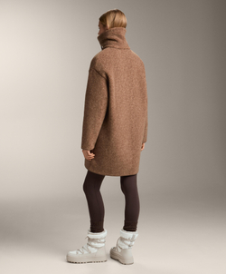 Oysho Длинная куртка из искусственной овчины, коричневый меланж