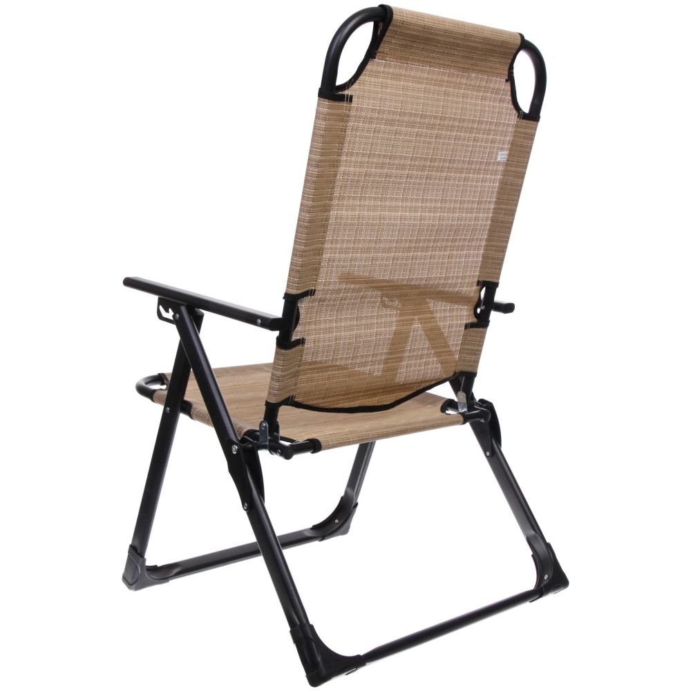 Кресло складное с подлокотниками «Люкс», 62*64*100 см, беж+серый,3 положения.