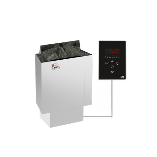 Электрическая печь SAWO NORDEX Mini NRMN-36Ni2-Z (3,6 кВт, внутри оцинковка, снаружи нержавейка), выносной пульт (встроенный блок мощности, пульт покупается отдельно)