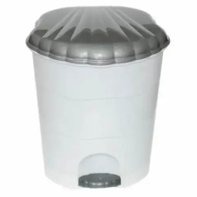 Ведро для мусора с педалью 7л (бело-серый)