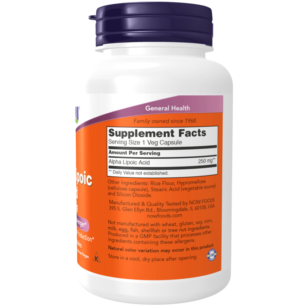 Now Foods Alpha Lipoic Acid 250 mg 60 / 120 veg capsules, Альфа-липоевая кислота