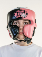 Шлем боксерский LEADERS LS MEX WAVE BK/PNK 1/2 ( кожа, черный/розовый)