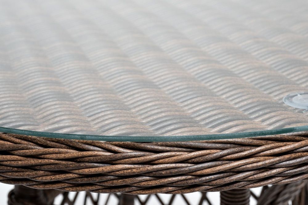 "Эспрессо" плетеный круглый стол, диаметр 80 см, цвет коричневый