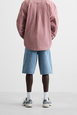 ZARA ДЖИНСОВЫЕ ШОРТЫ BAGGY-FIT, СИНИЙ