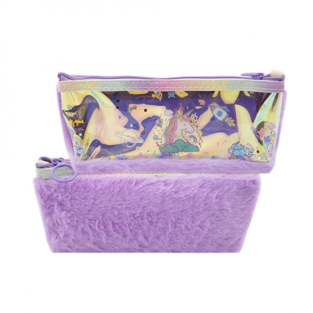 Пенал - косметичка Alingar, мех/голографика, молния, 90х210мм, "Единорог", фиолетовый (единорог в космосе) Пенал - косметичка Alingar, мех/голографика, молния, 90х210мм, "Единорог", фиолетовый (единорог в космосе)