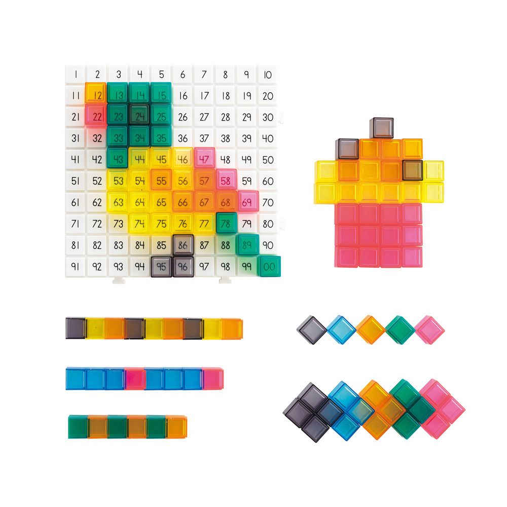 Кубики соединяющиеся полупрозрачные 2 см.(150шт). Набор учимся счету до 100 «Мозаика и узоры»