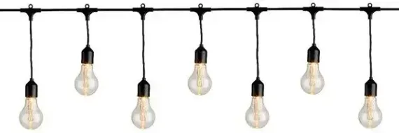 Светодиодная ретро гирлянда Бахрома 9.5 м., 220 V, 20 LED ламп теплого свечения, соединяемая, черный ПВХ провод, Kaemingk (490105)