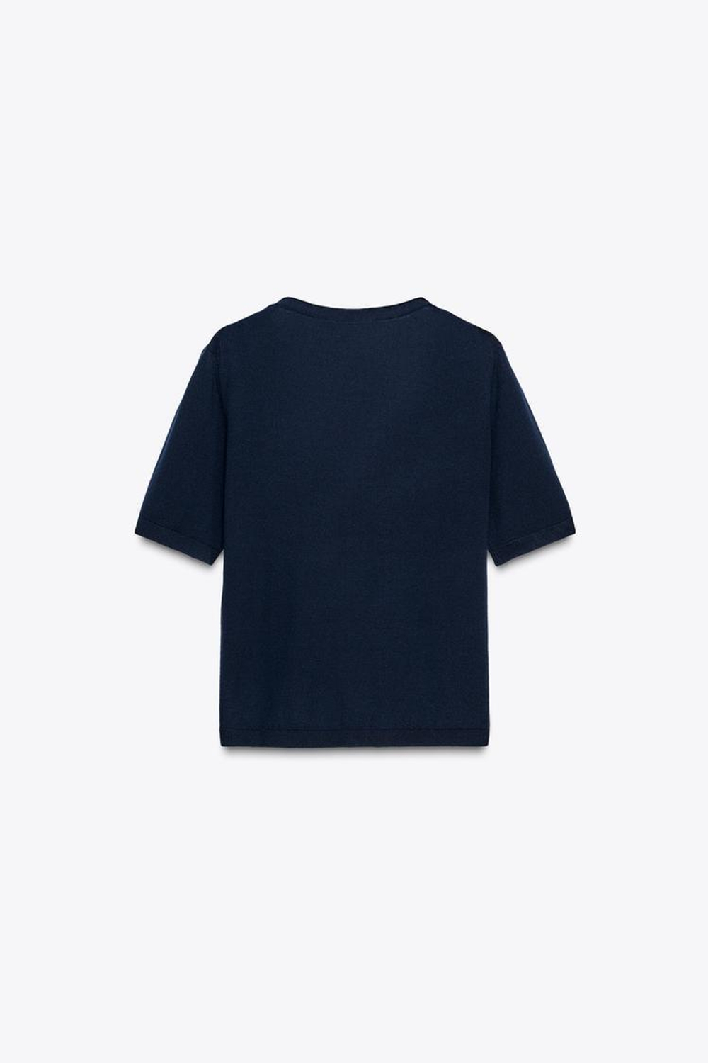 ZARA КАРДИГАН ИЗ 100% СВЕРХТОНКОЙ ШЕРСТИ С КОРОТКИМИ РУКАВАМИ, МОРСКОЙ СИНИЙ