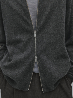 Massimo Dutti Кашемировый кардиган на молнии, серый меланж