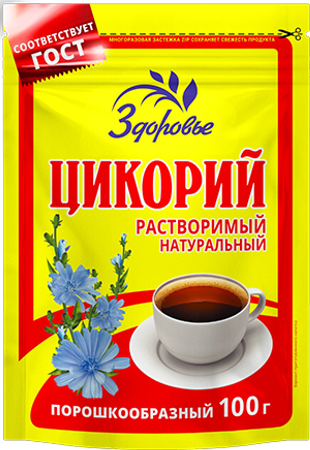 ЗДОРОВЬЕ цикорий порошок 100гр ZIP (1х12)