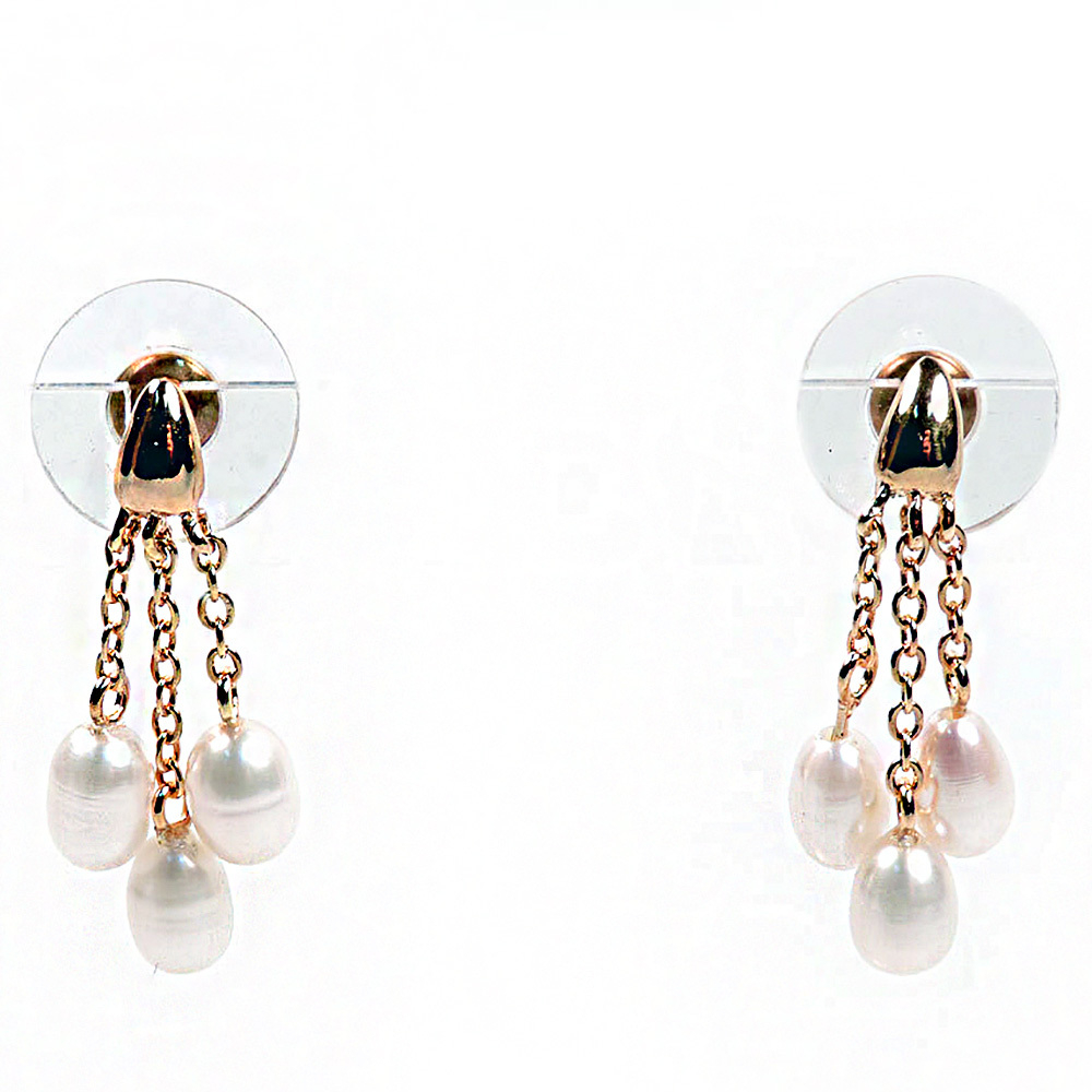 Пусеты "Тривис" жемчуг белый