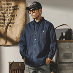 Jerenault 320g полосатая рубашка в полоску для мужчин с длинными рукавами весной и осенью толстая американская повседневная свободная древняя рубашка