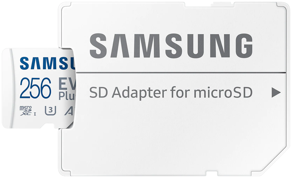 Карта памяти Samsung EVO Plus microSDXC 256 ГБ Class 10, V30, A2, UHS-I U3, R 130 МБ/с, адаптер на SD