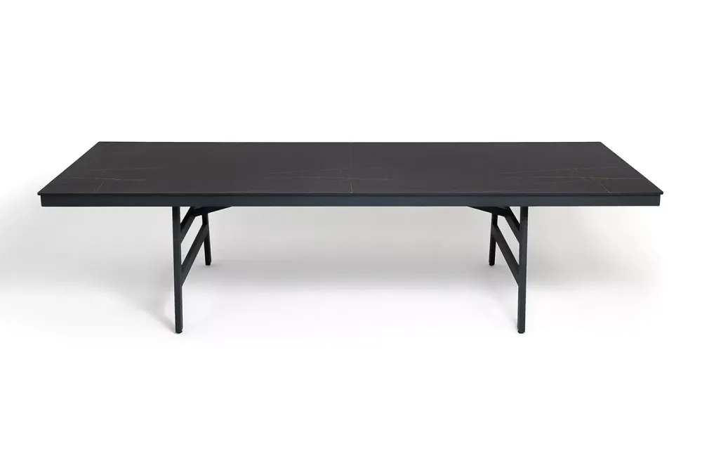 "Рио" стол из HPL 300х120см, цвет столешницы "черный мрамор", угол R3мм
