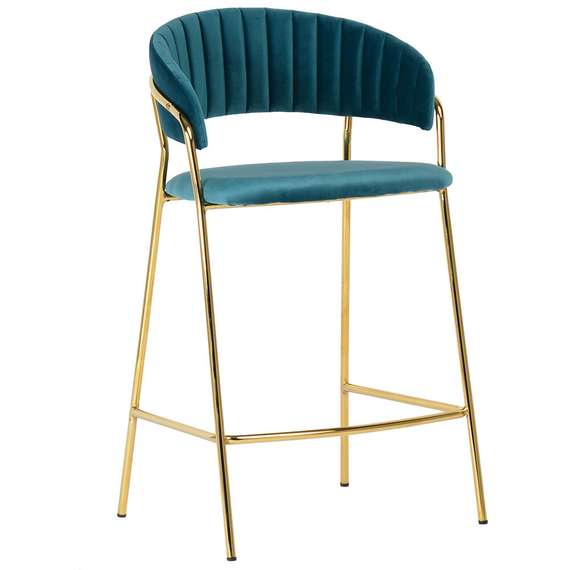 Полубарный стул Turin бирюзовый с золотыми ножками