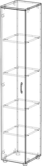 Стеллаж узкий закрытый Стандарт Про ясень шимо светлый