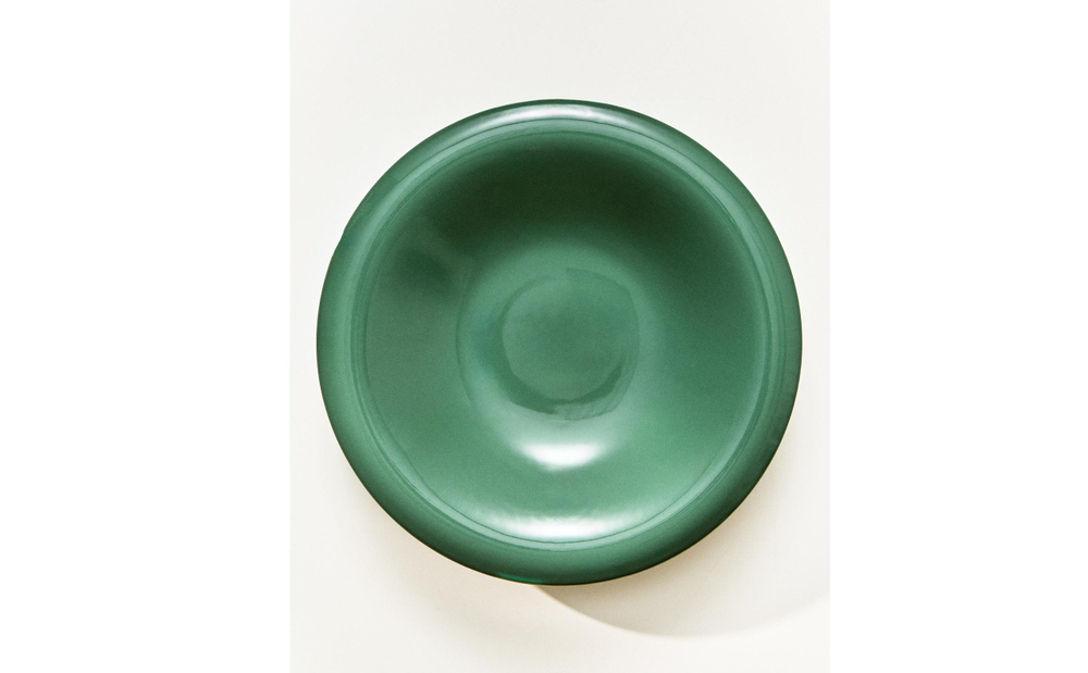 Zara Home тарелка глубокая из каменной керамики, цвет зелёный, 23 см