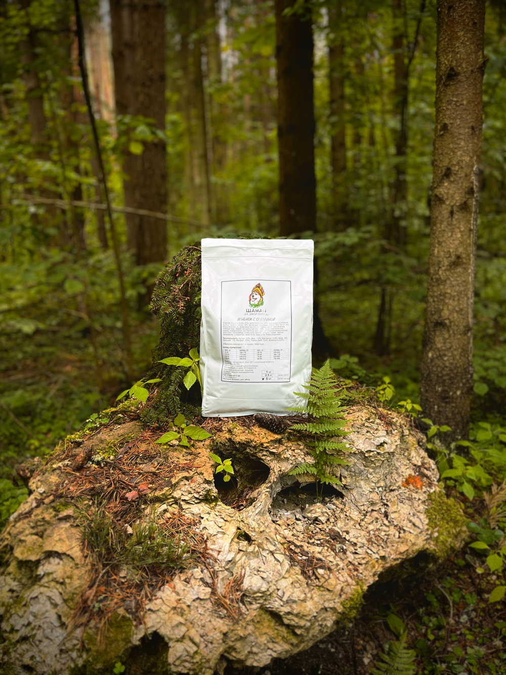 Сухой корм SHAMAN "Дух дикой природы" Ягненок с осетриной 5 кг; крупная гранула; для взрослых собак; Класс Холистик