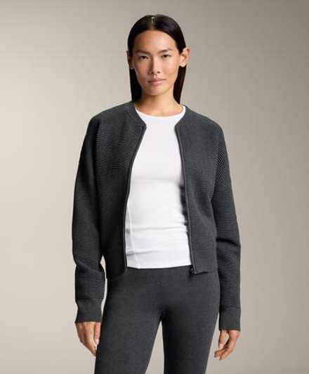 Oysho Куртка из рельефной ткани на молнии, темно-серый