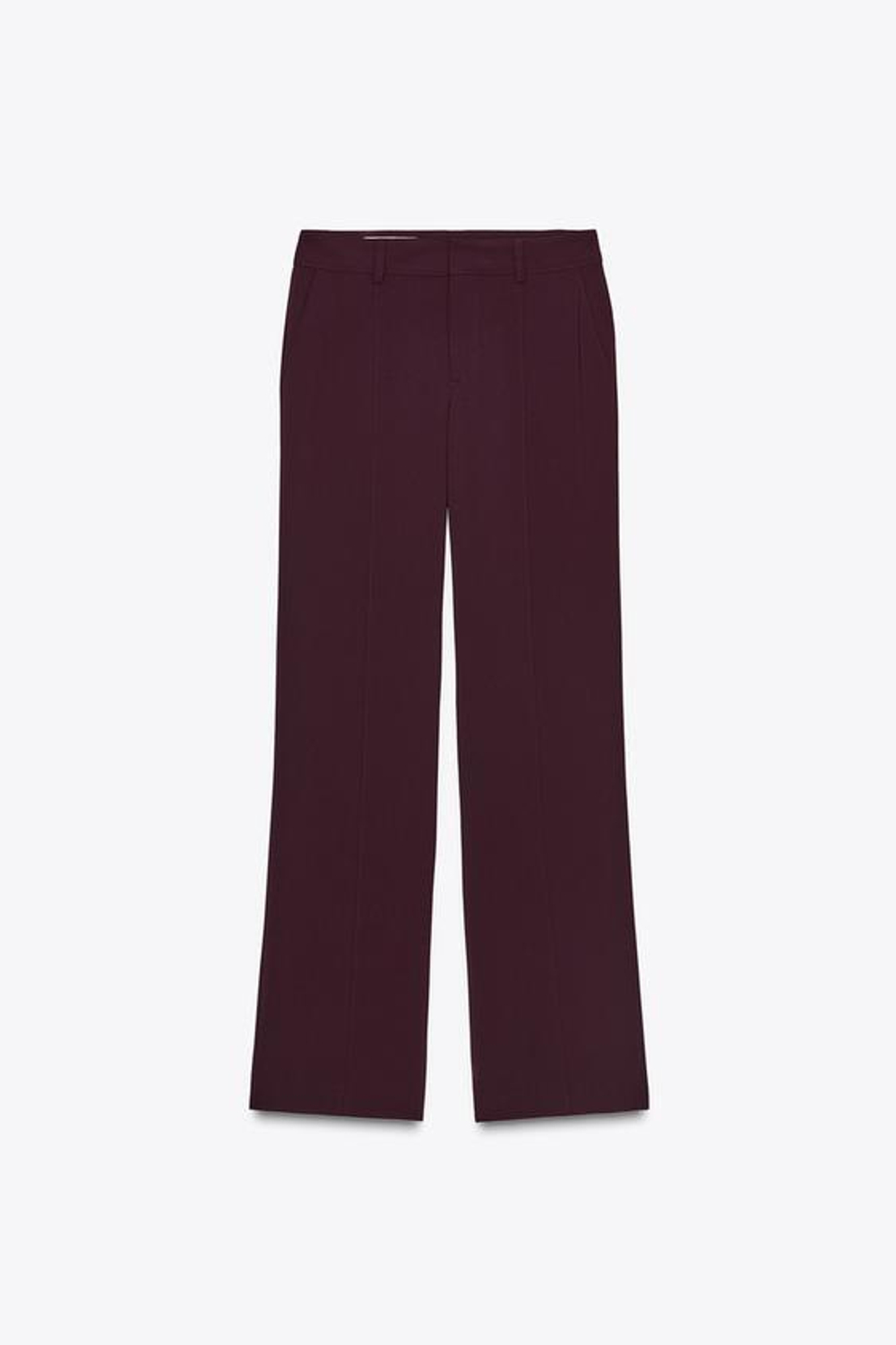 ZARA ПРЯМЫЕ БРЮКИ С ДЕКОРАТИВНОЙ СТРОЧКОЙ, БАКЛАЖАНОВЫЙ