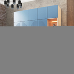 Шкаф Агератум МДФ четырехсекционный с антресолью и стеллажом в синей эмали - Дуб молочный 8622  260*50*220