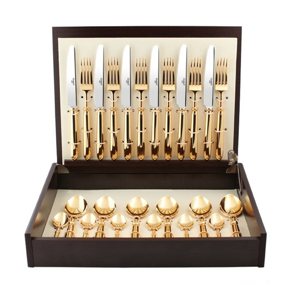 Набор столовых приборов на 6 персон 24 предмета Cutipol Mithos Gold в коробке