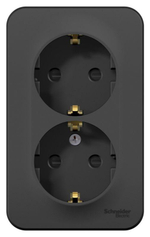 Розетка 2-м ОП Blanca 16А IP20 250В с заземл. защ. шторки с изолир. пластиной антрацит SE BLNRA011216