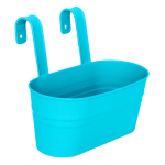 Кашпо "Ведро декоративное" большое овальное настенное с крючками для подвеса, цвет голубой