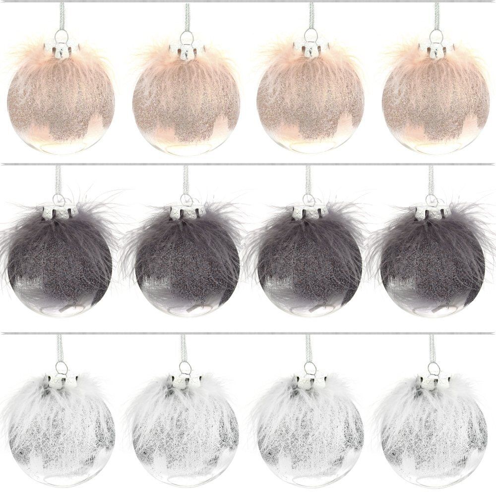 GAEM Набор из 12шт, Украшение новогоднее Шар "Перышко страуса", D 8 см, L35 W27 H9 см