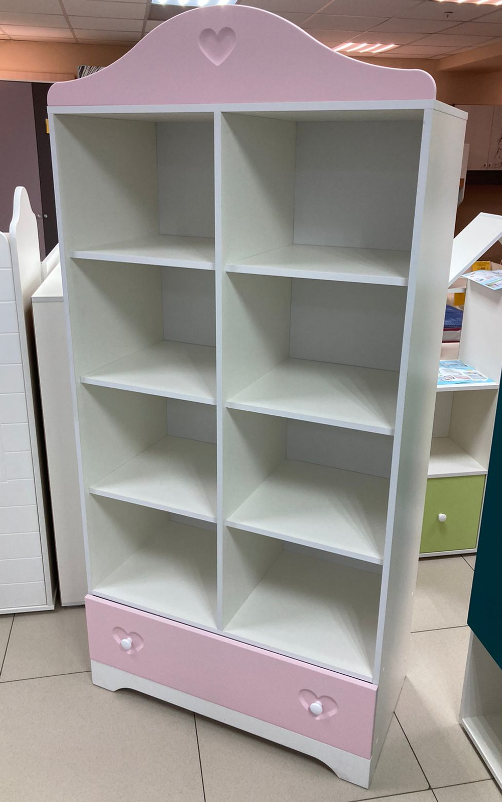 Стеллаж Сердечко МДФ белый/орхидея