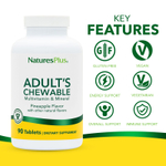 NaturesPlus, жевательные таблетки с мультивитаминами и минералами для взрослых, ананас, 90 таблеток