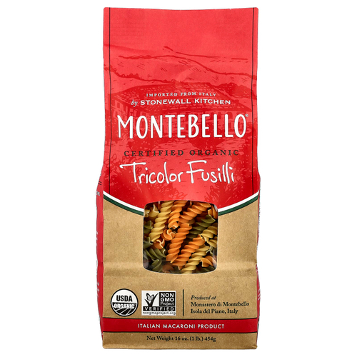 Montebello, Органический трехцветный фузилли, 454 г (16 унций)