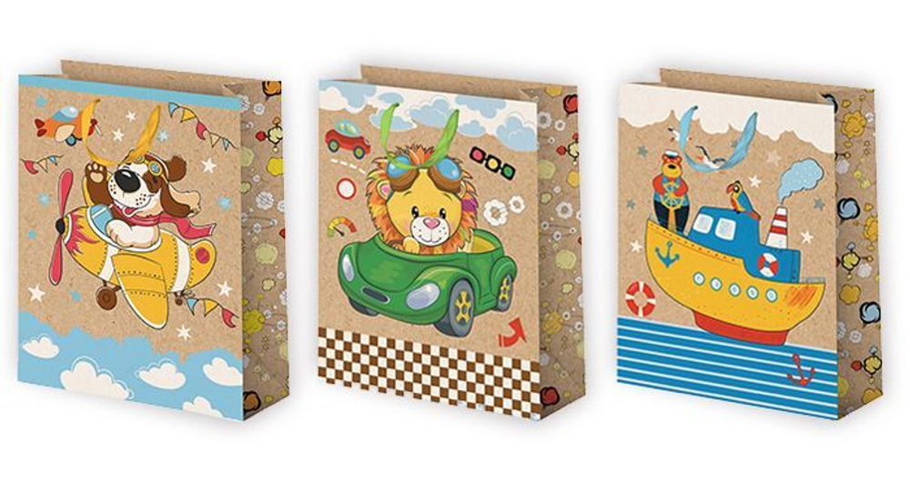 Пакет подар. бумажн. крафт 18*23*10 см, 150гр/м2 Микс детский