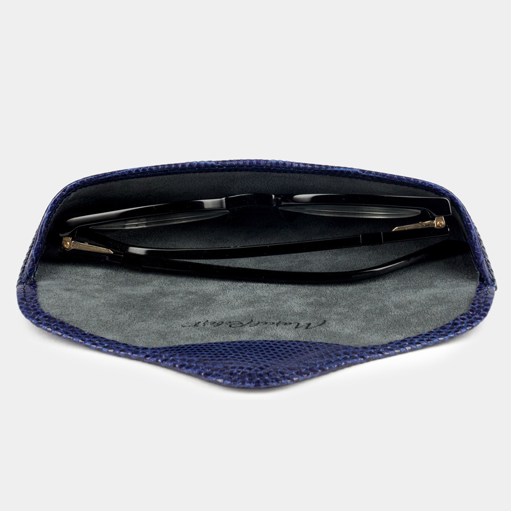 Футляр для очков Vision из кожи ящерицы, синего цвета